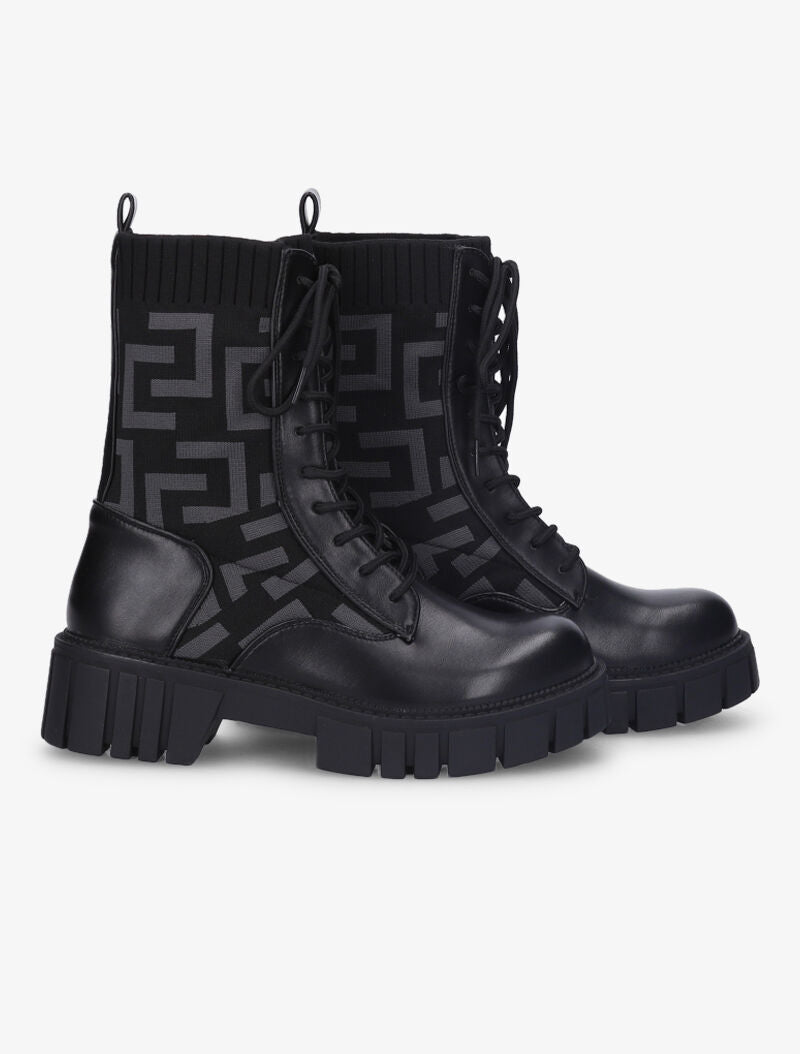 Boots chaussettes à imprimé grec - Noir - 5