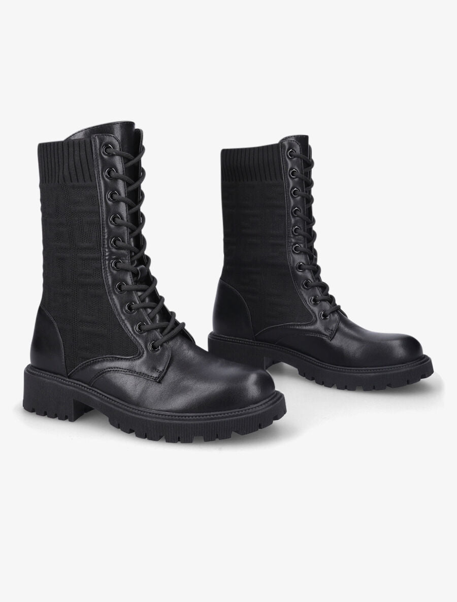 Bottines style chaussettes à motif grec - Noir - 4