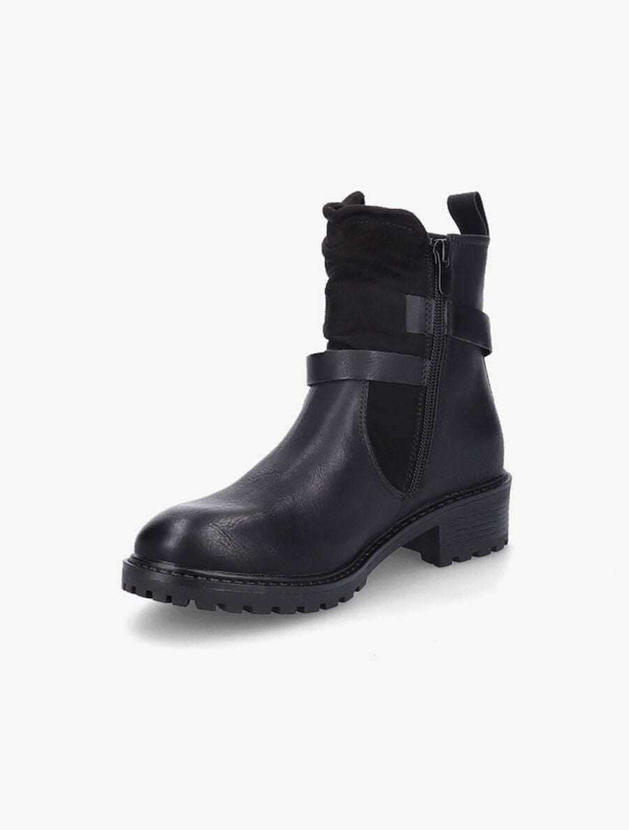 Bottines en simili et en suédine - Noir - 3