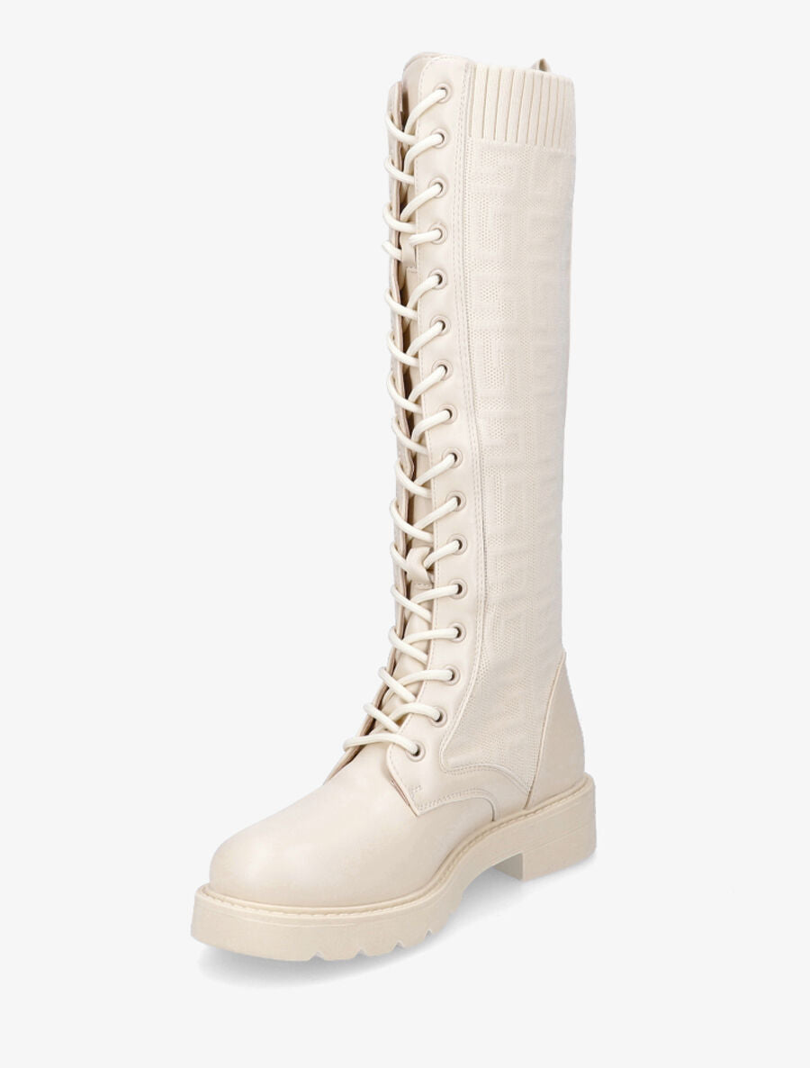 Bottes style chaussettes à motif grec - Crème - 3
