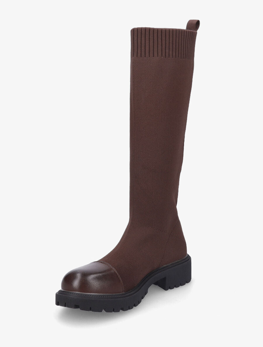 Bottes style chaussettes en maille - Marron - 3