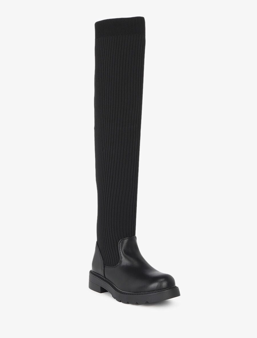 Cuissardes plates style chaussettes - Noir - 3
