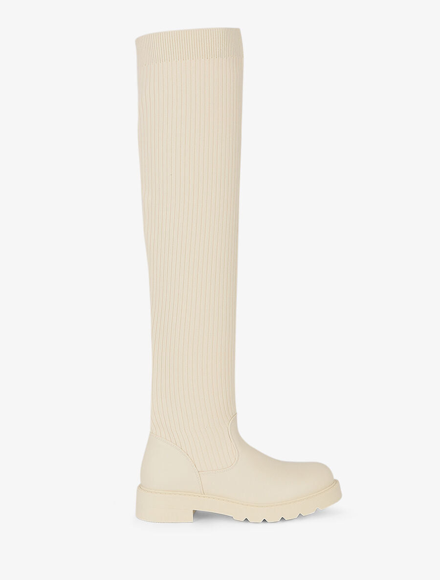 Cuissardes plates style chaussettes - Crème - 1