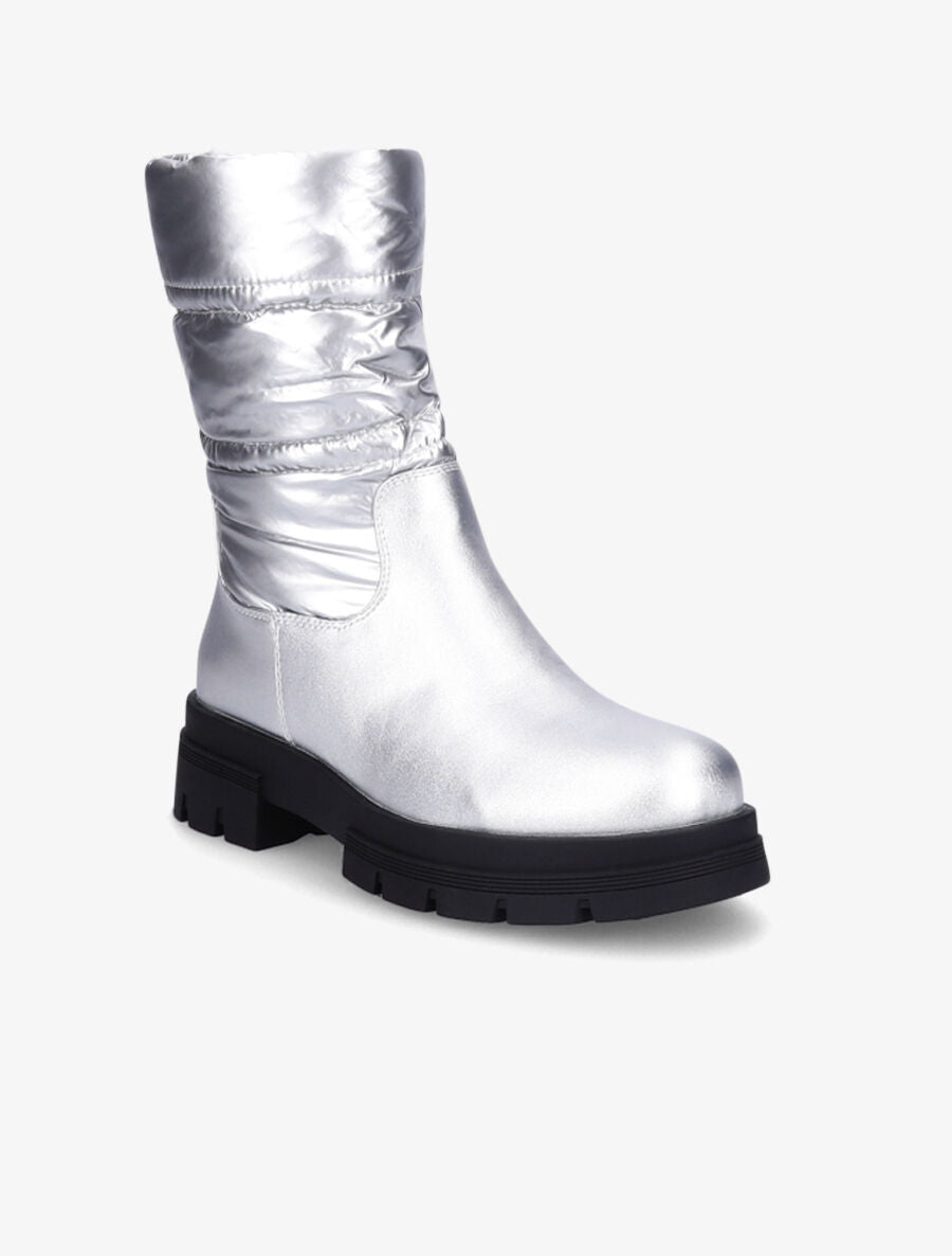 Bottines bi-matière matelassées - Argent - 2