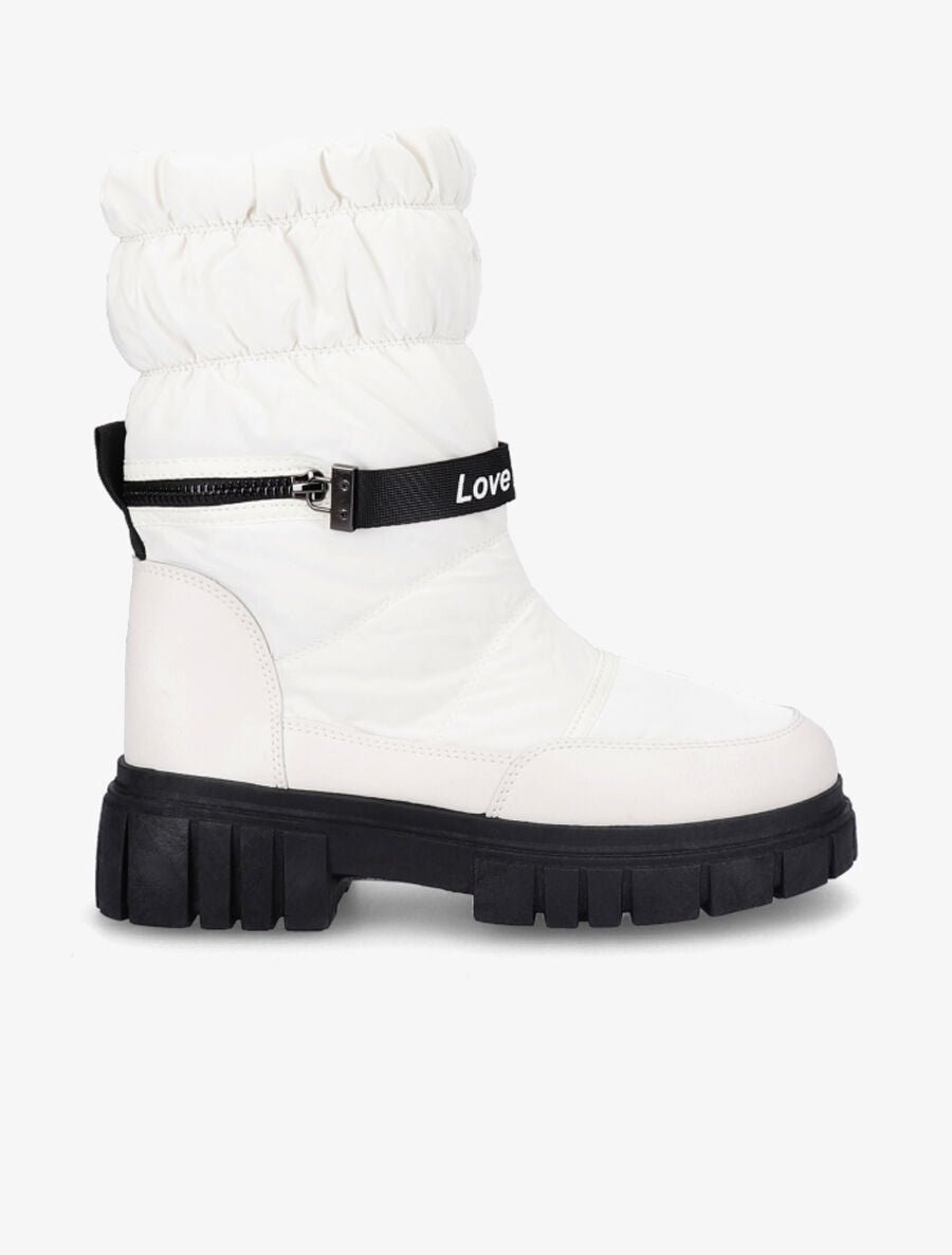Boots matelassées à zip - Crème - 1