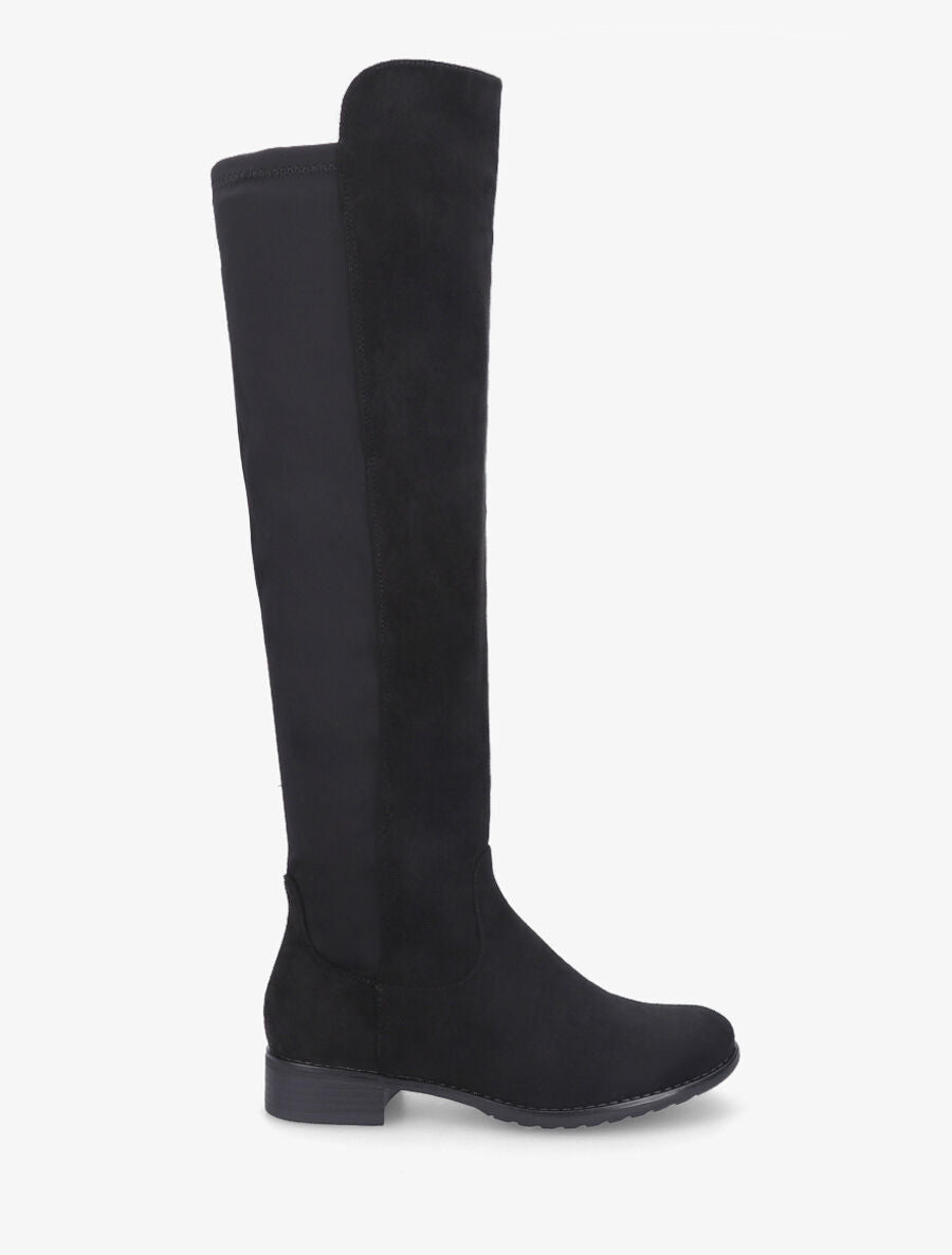 Bottes plates en suédine et tissu - Noir - 5