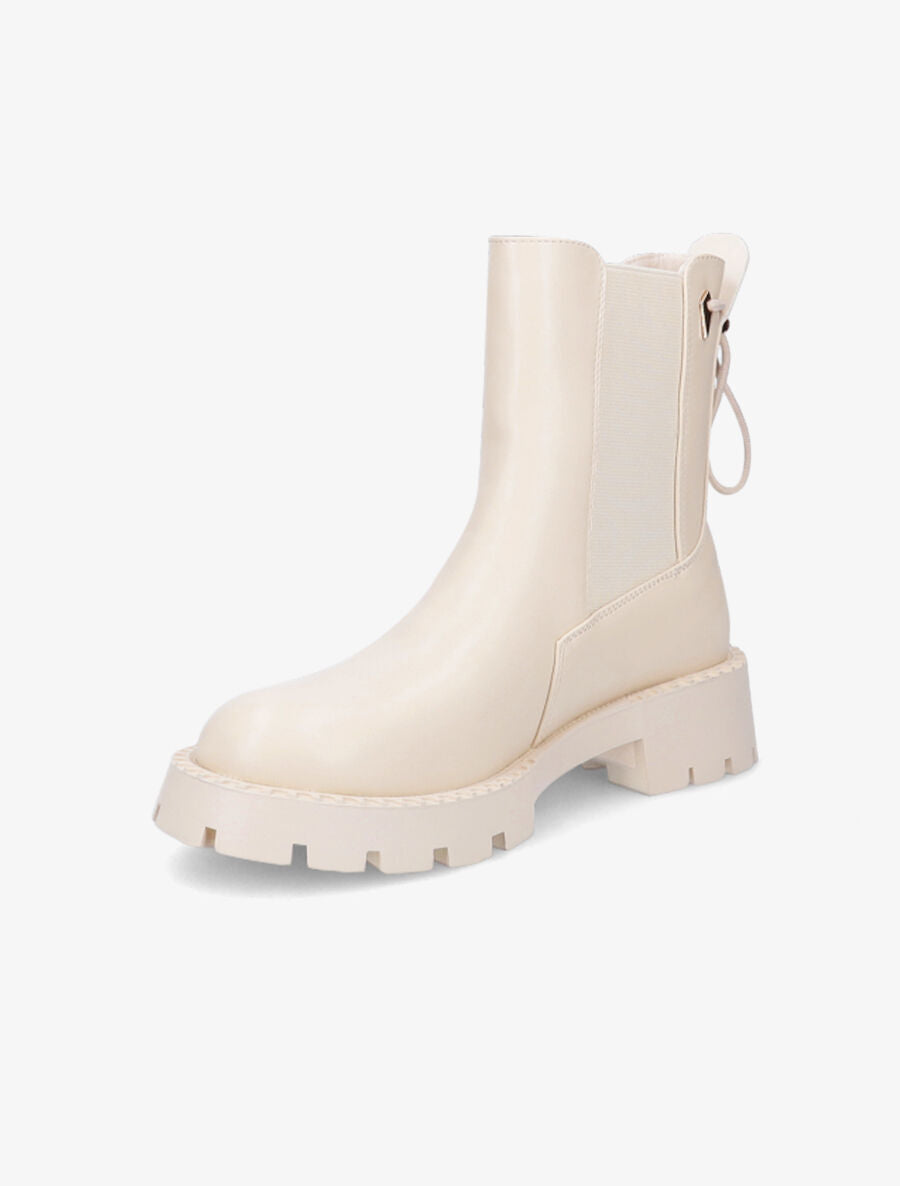 Chelsea boots en simili à liens - Beige - 3