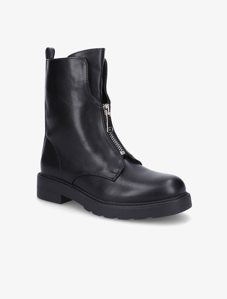 Bottines à zip en simili - Noir - 2