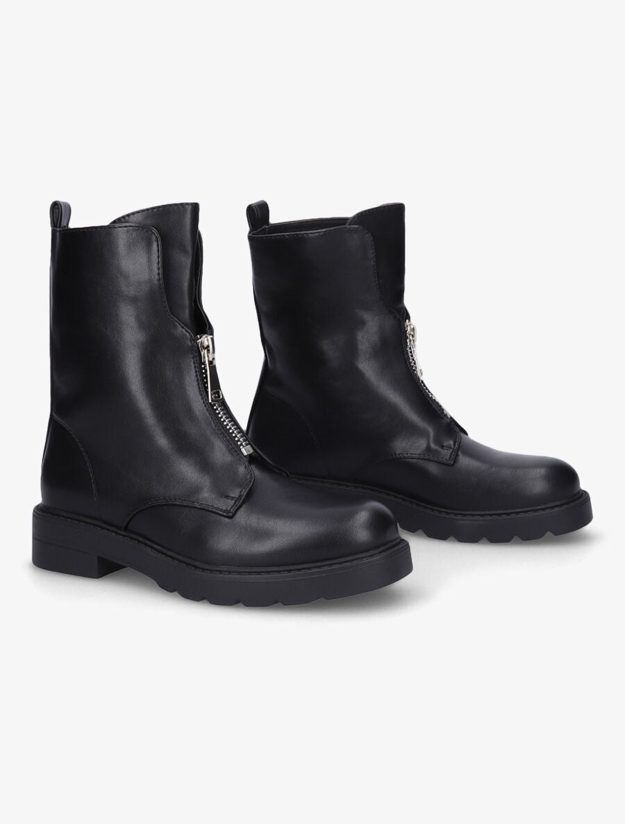 Bottines à zip en simili - Noir - 4