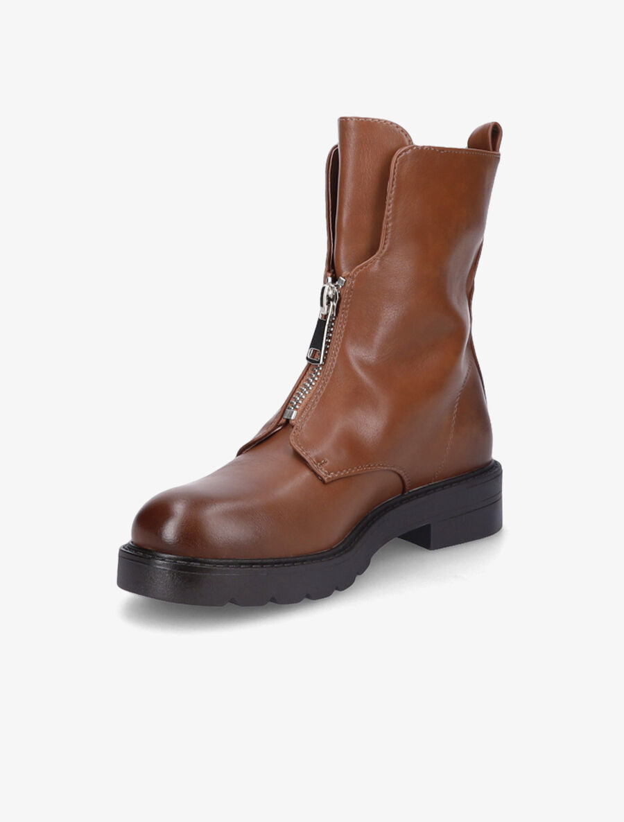 Bottines à zip en simili - Camel - 3