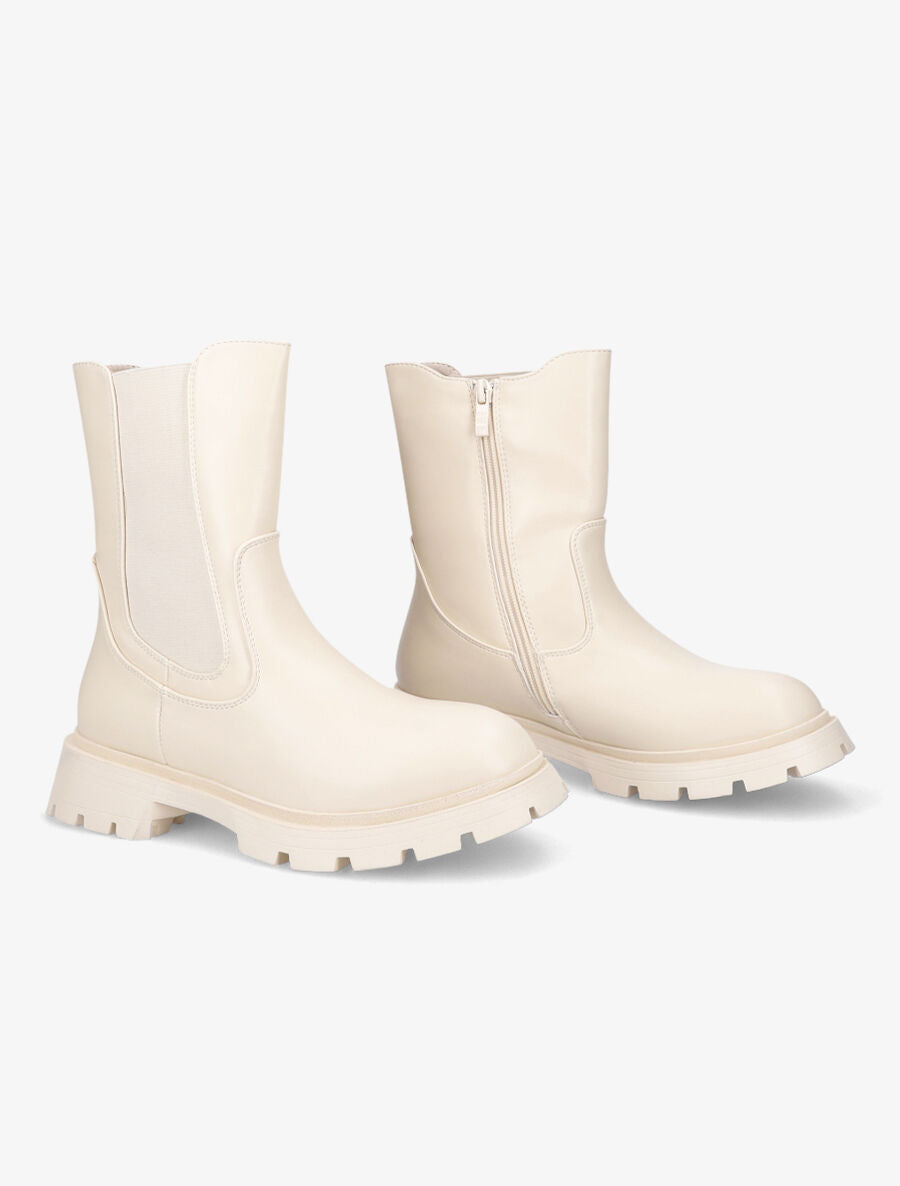 Boots élastiquées à semelles crantées - Beige - 4
