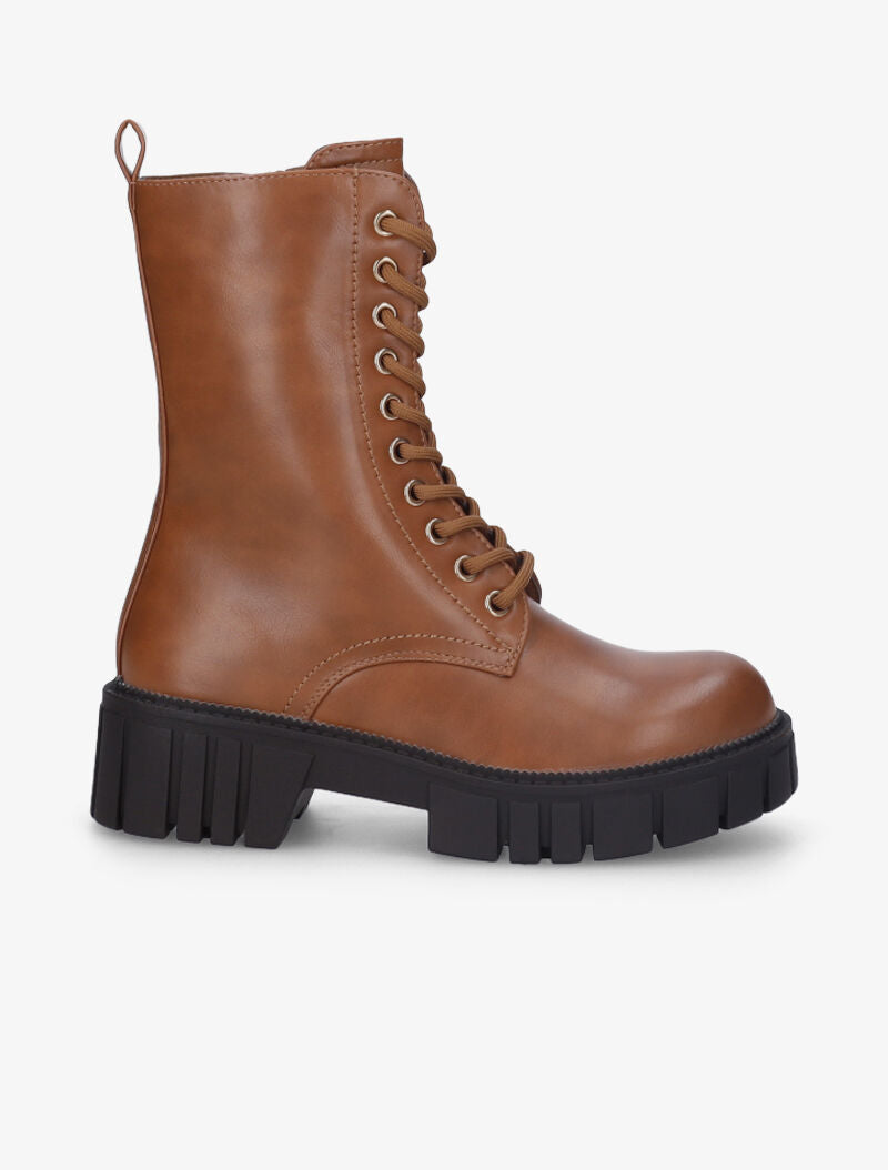 Boots montantes basiques à lacets - Camel - 2