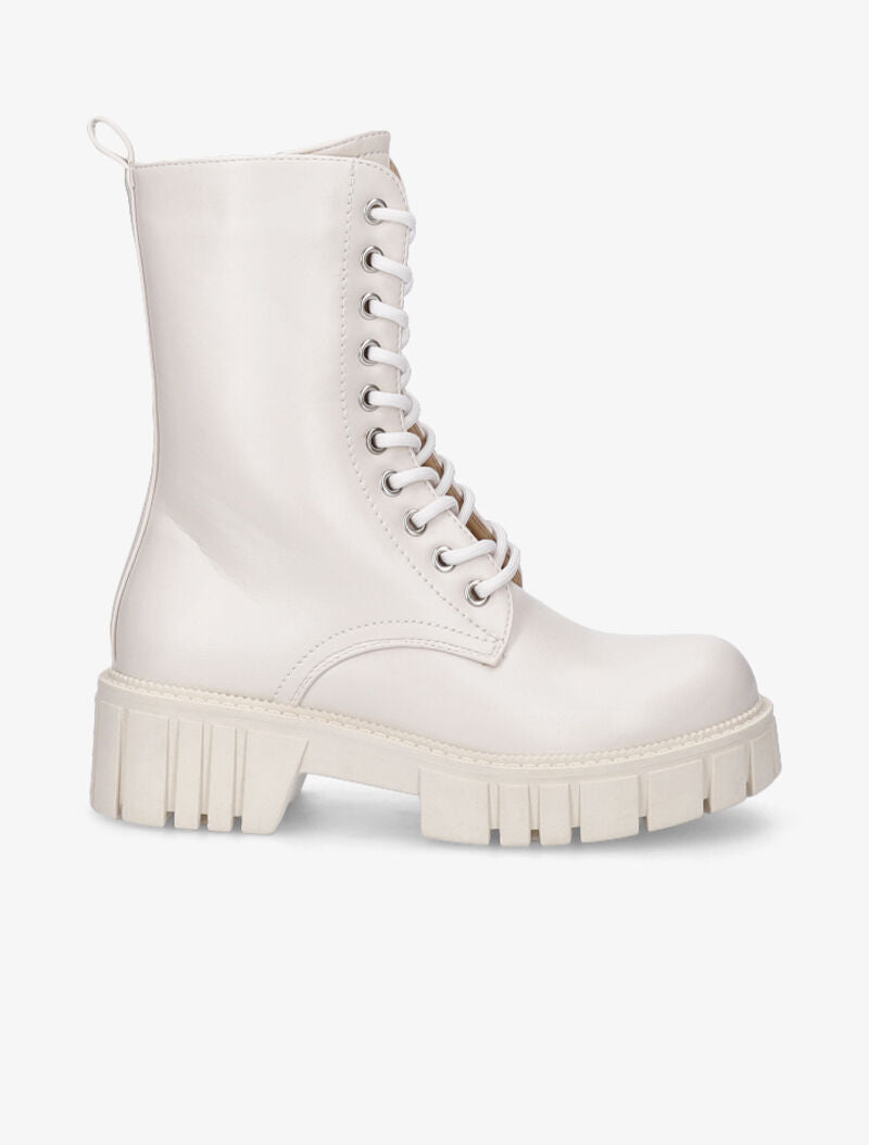 Boots montantes basiques à lacets - Beige - 2
