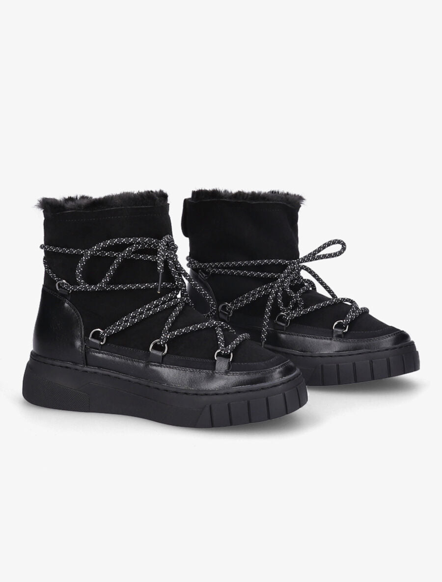 Bottines bi-matière fourrées - Noir - 4