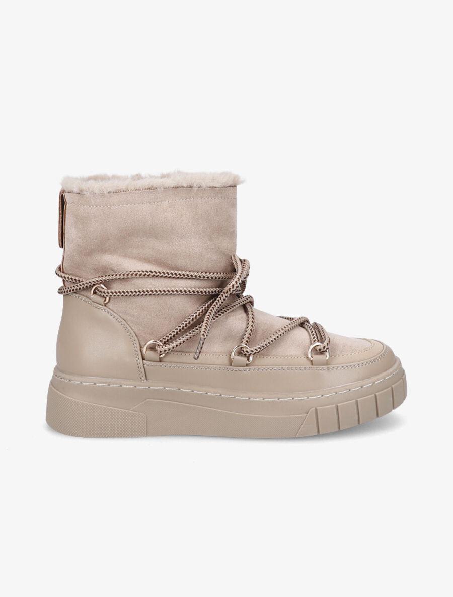 Bottines bi-matière fourrées - Taupe - 1