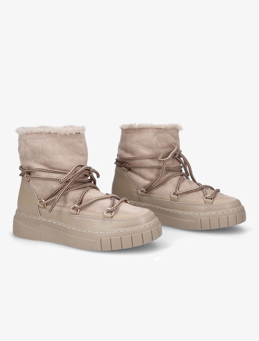 Bottines bi-matière fourrées - Taupe - 4