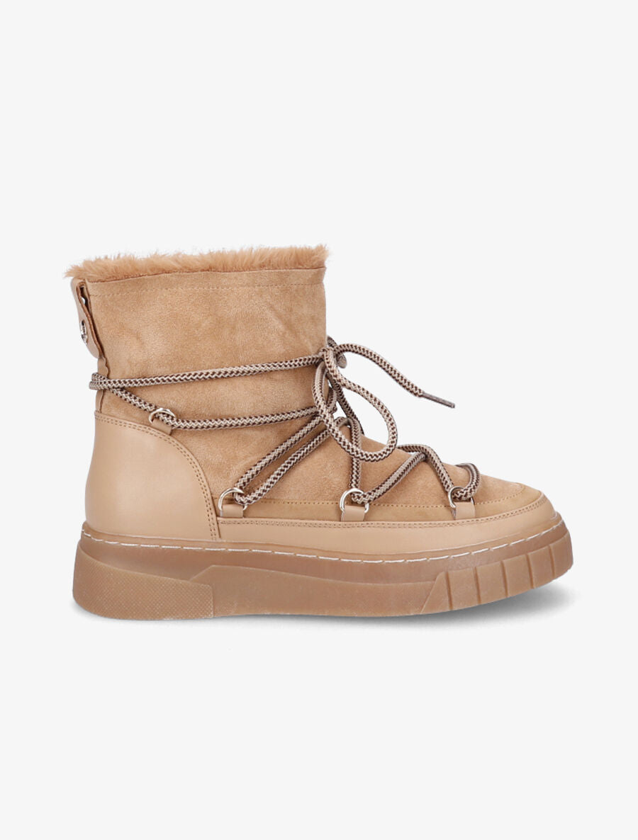 Bottines bi-matière fourrées - Camel - 1