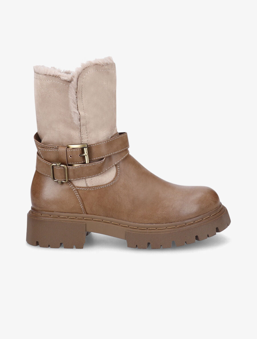 Bottines fourrées bi-matière - Taupe - 5