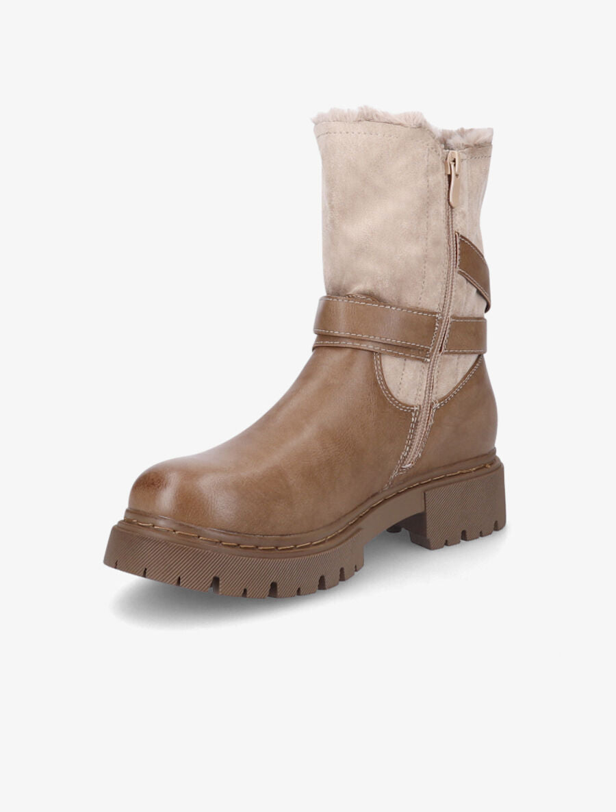 Bottines fourrées bi-matière - Taupe - 3