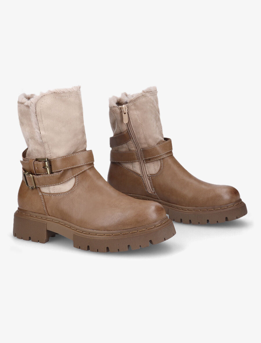 Bottines fourrées bi-matière - Taupe - 4