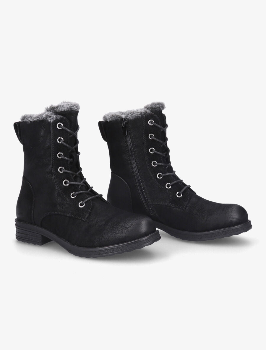 Bottines fourrées à lacets - Noir - 4