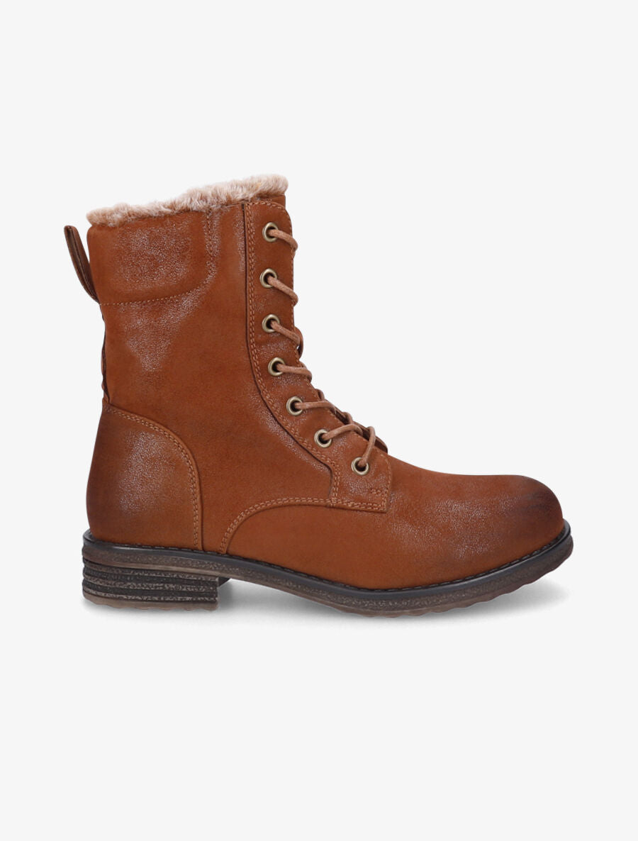 Bottines fourrées à lacets - Camel - 5