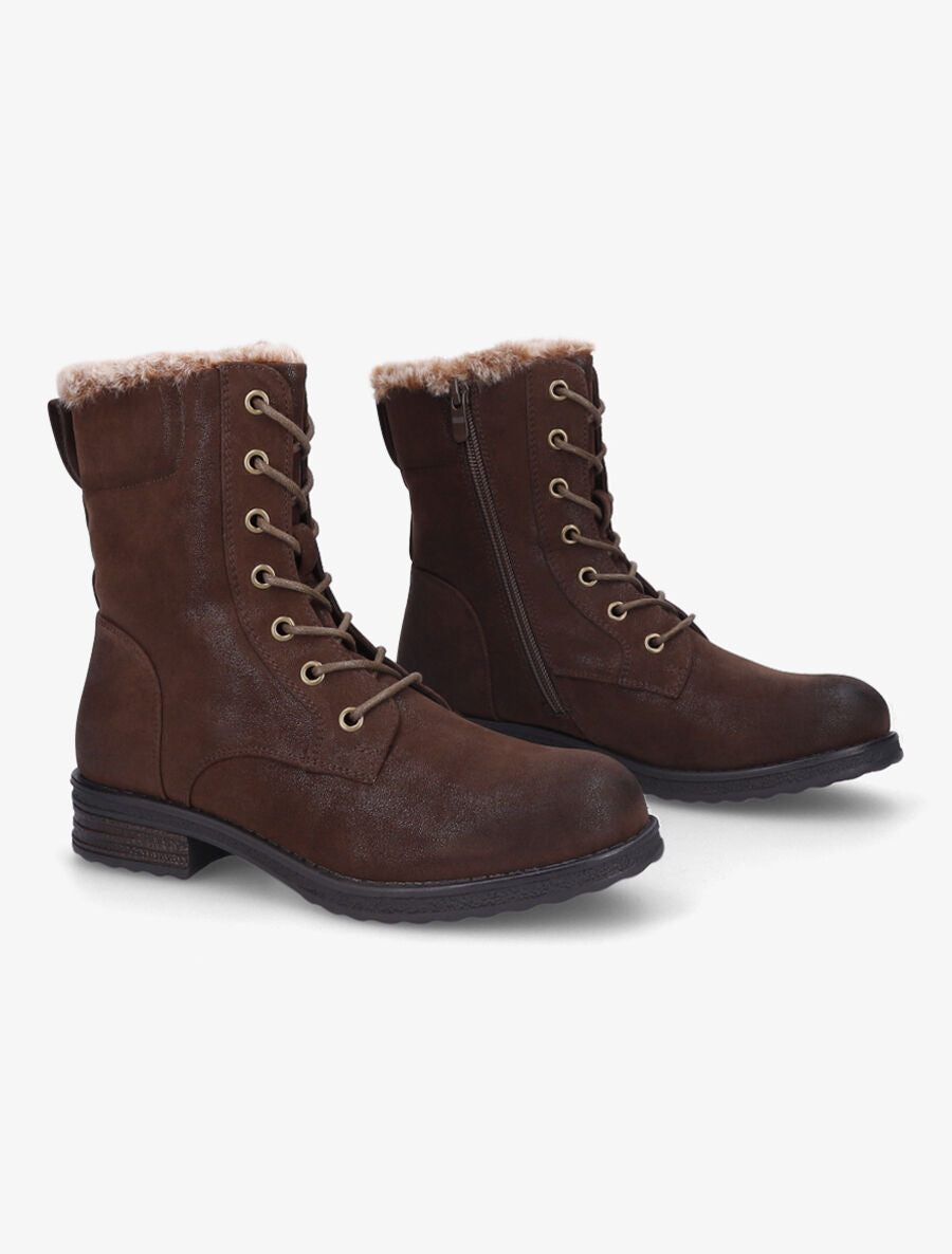 Bottines fourrées à lacets - Marron - 4