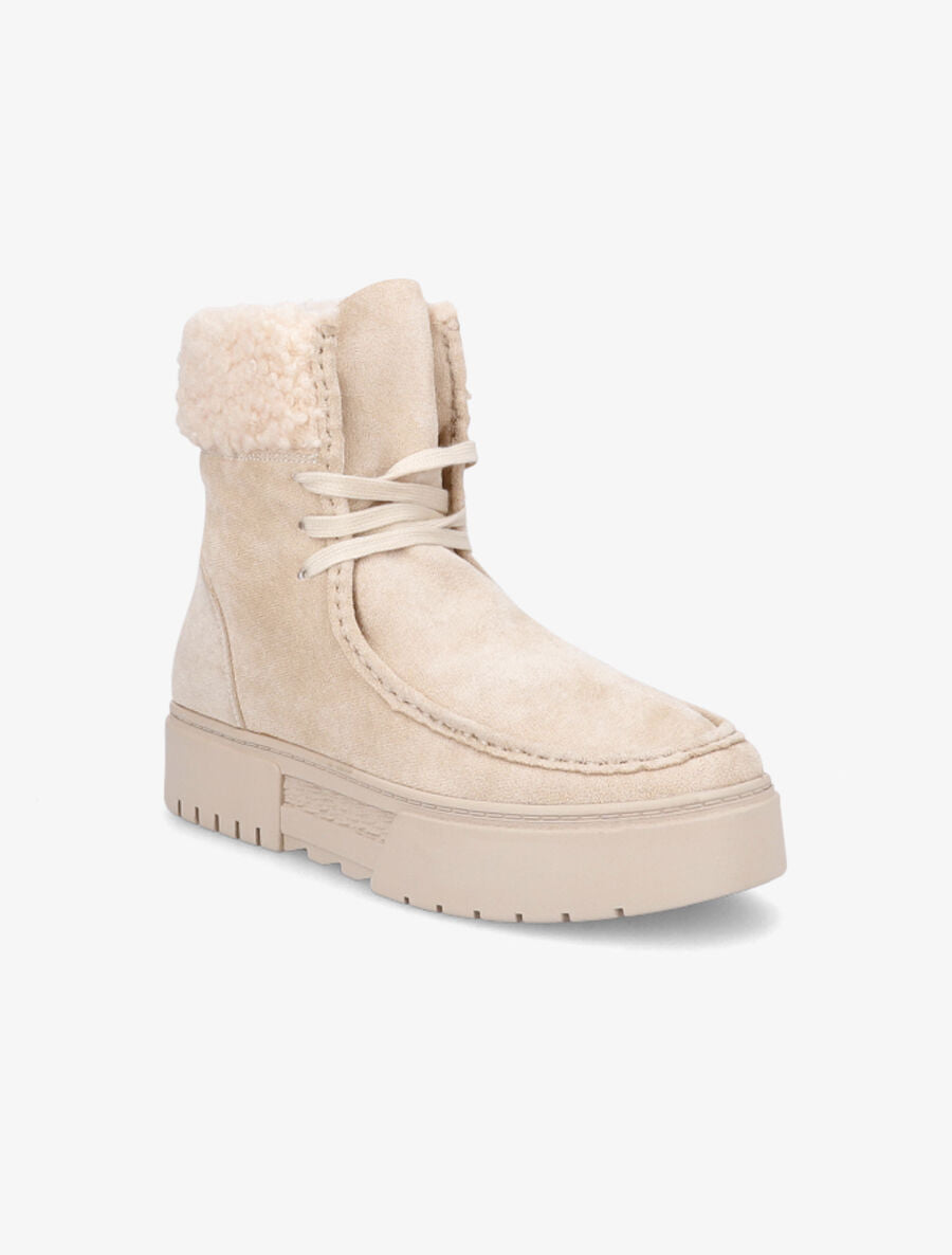 Boots lacées en suédine - Beige - 2
