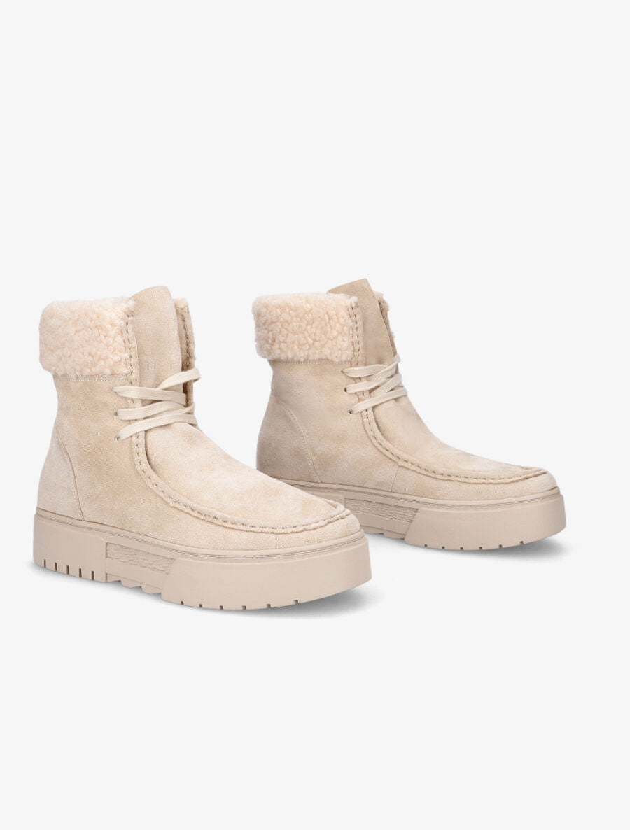 Boots lacées en suédine - Beige - 4