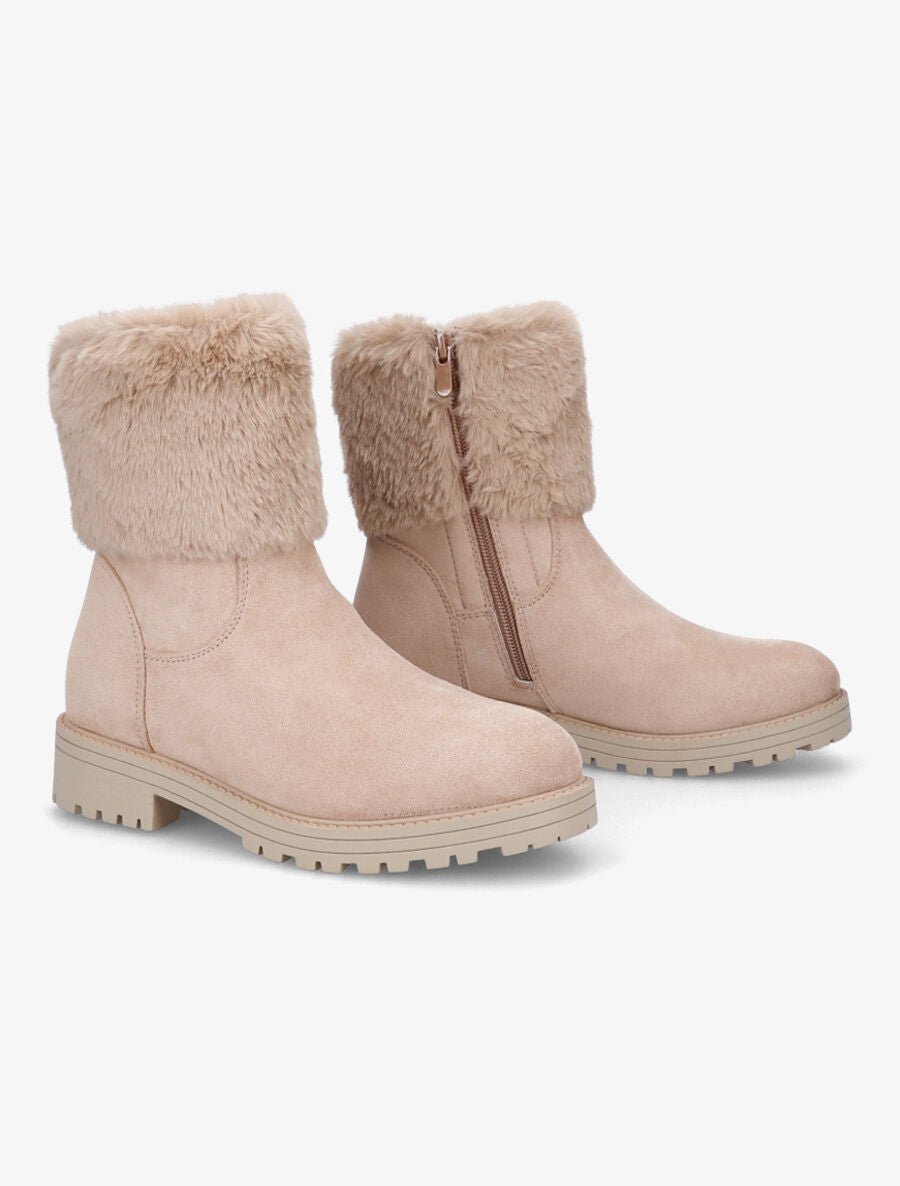 Boots à fourrure synthétique - Taupe - 4