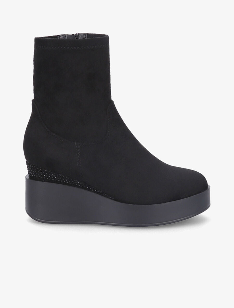 Bottines compensées à strass - Noir - 1