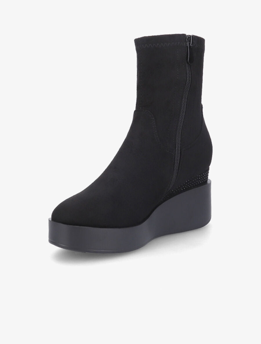 Bottines compensées à strass - Noir - 3