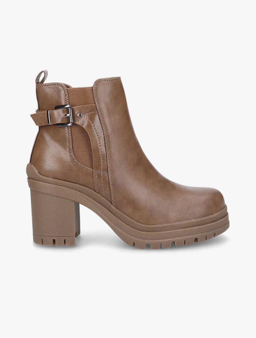 Bottines élastiquées à talon - Taupe - 5