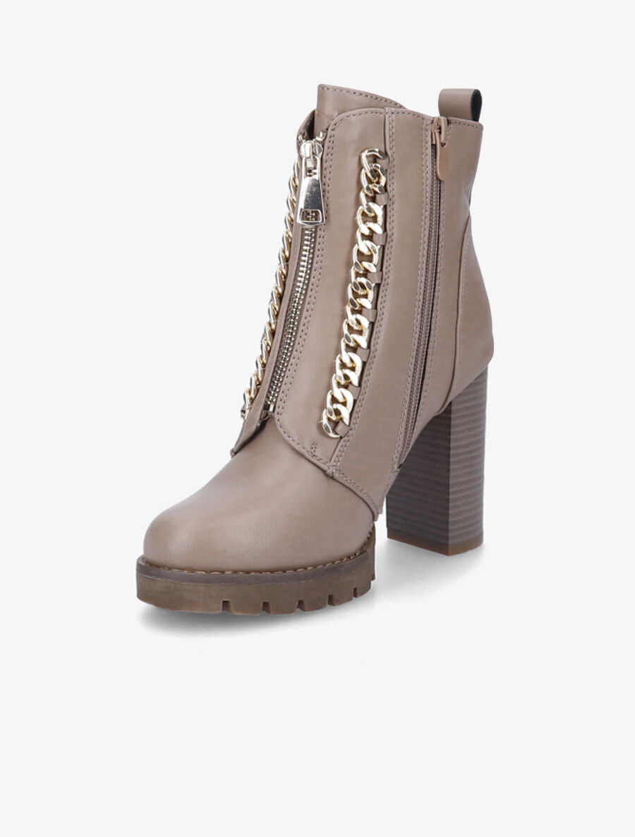 Bottines à talon et chaînes - Taupe - 3