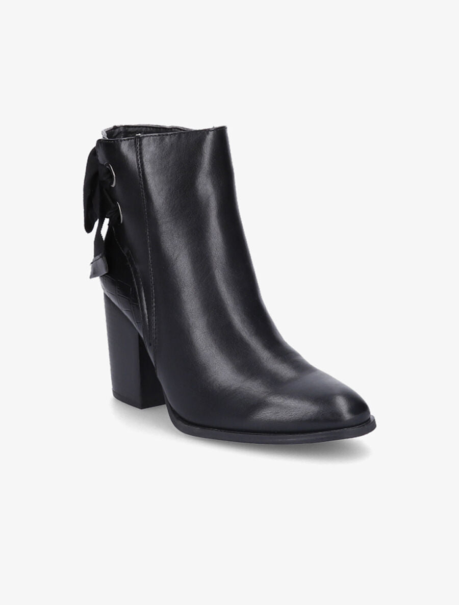 Bottines en simili à contrefort croco - Noir - 2