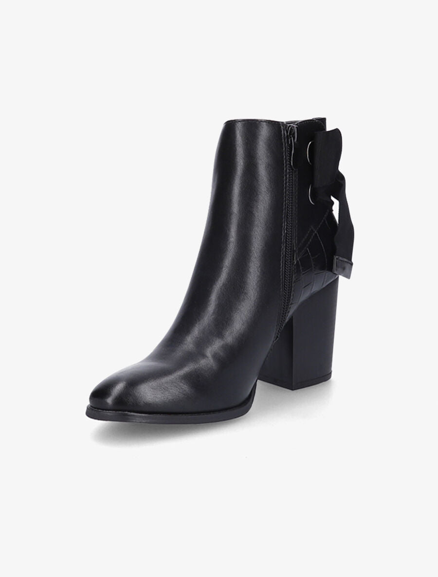 Bottines en simili à contrefort croco - Noir - 3