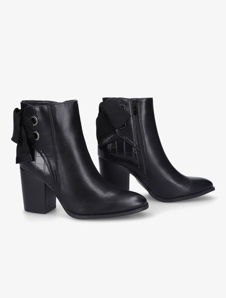 Bottines en simili à contrefort croco - Noir - 4