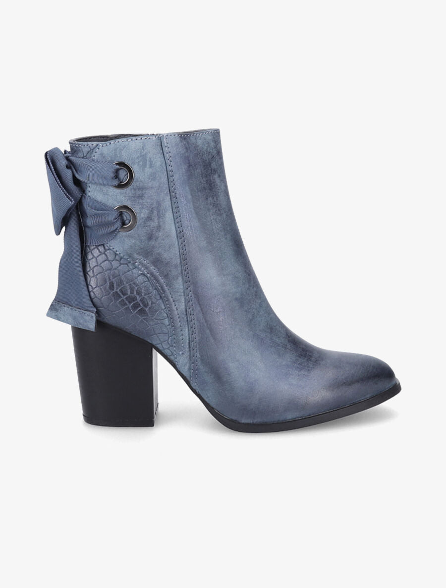 Bottines en simili à contrefort croco - Bleu - 1