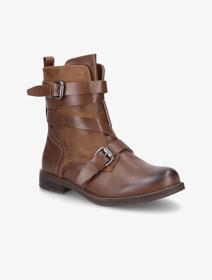 Bottines montantes à sangles - Camel - 2