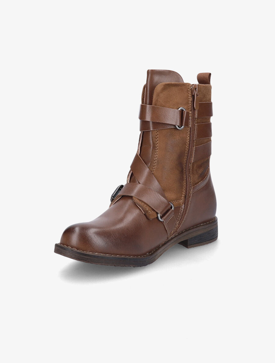 Bottines montantes à sangles - Camel - 3