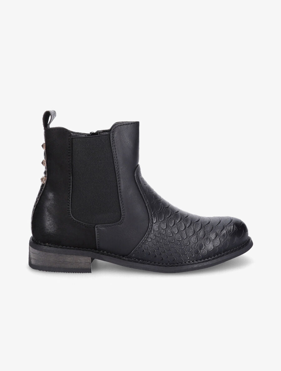 Bottines élastiquées effet python - Noir - 5