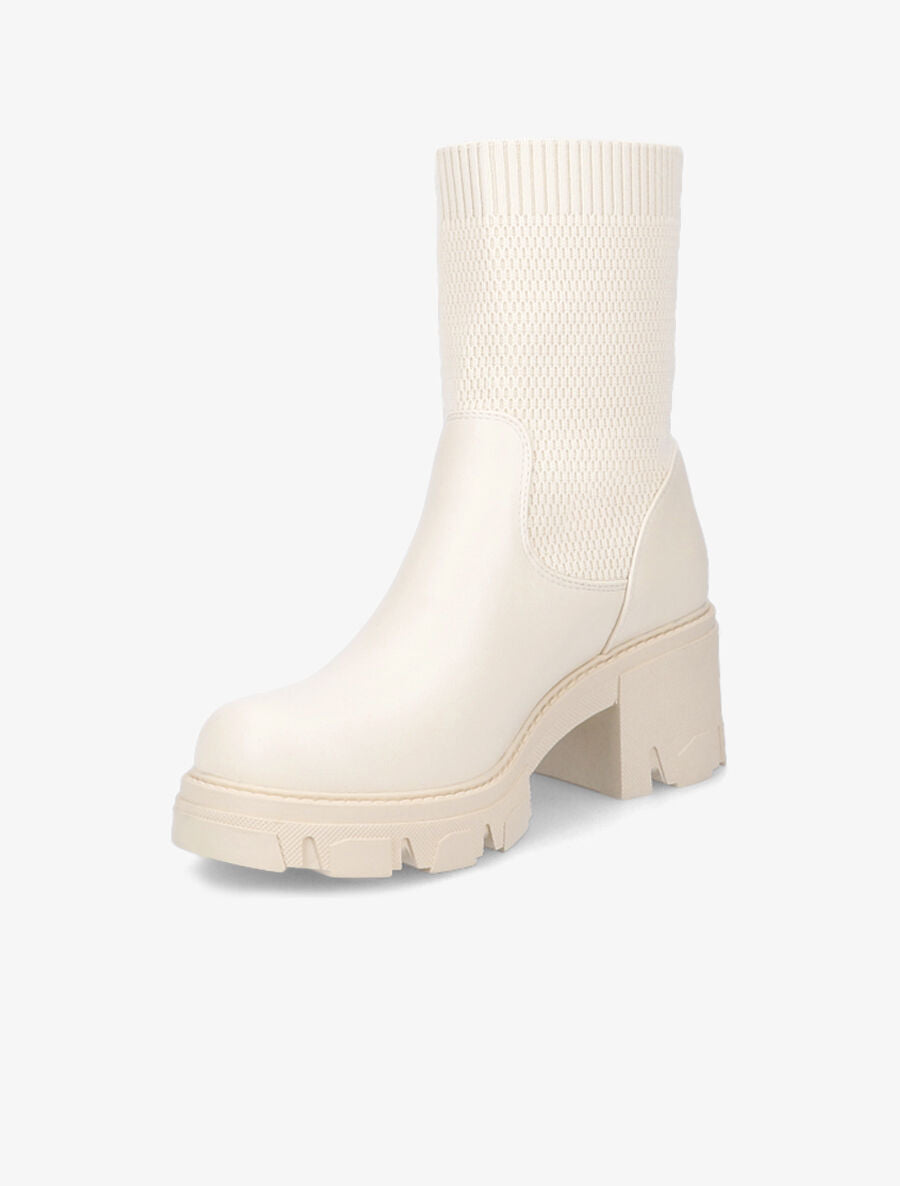 Boots montantes bi-matière - Beige - 3