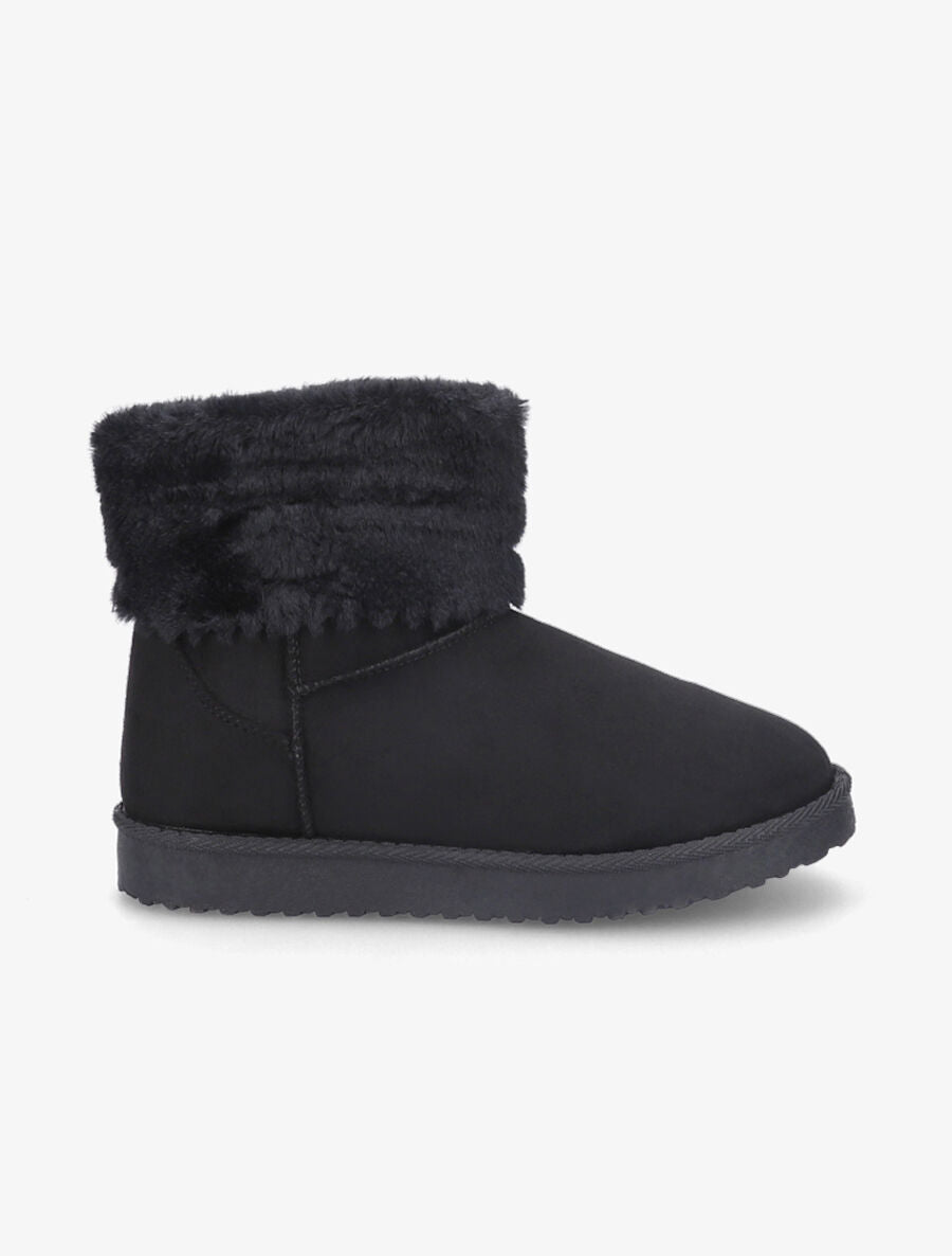 Bottines en suédine et fourrure - Noir - 1