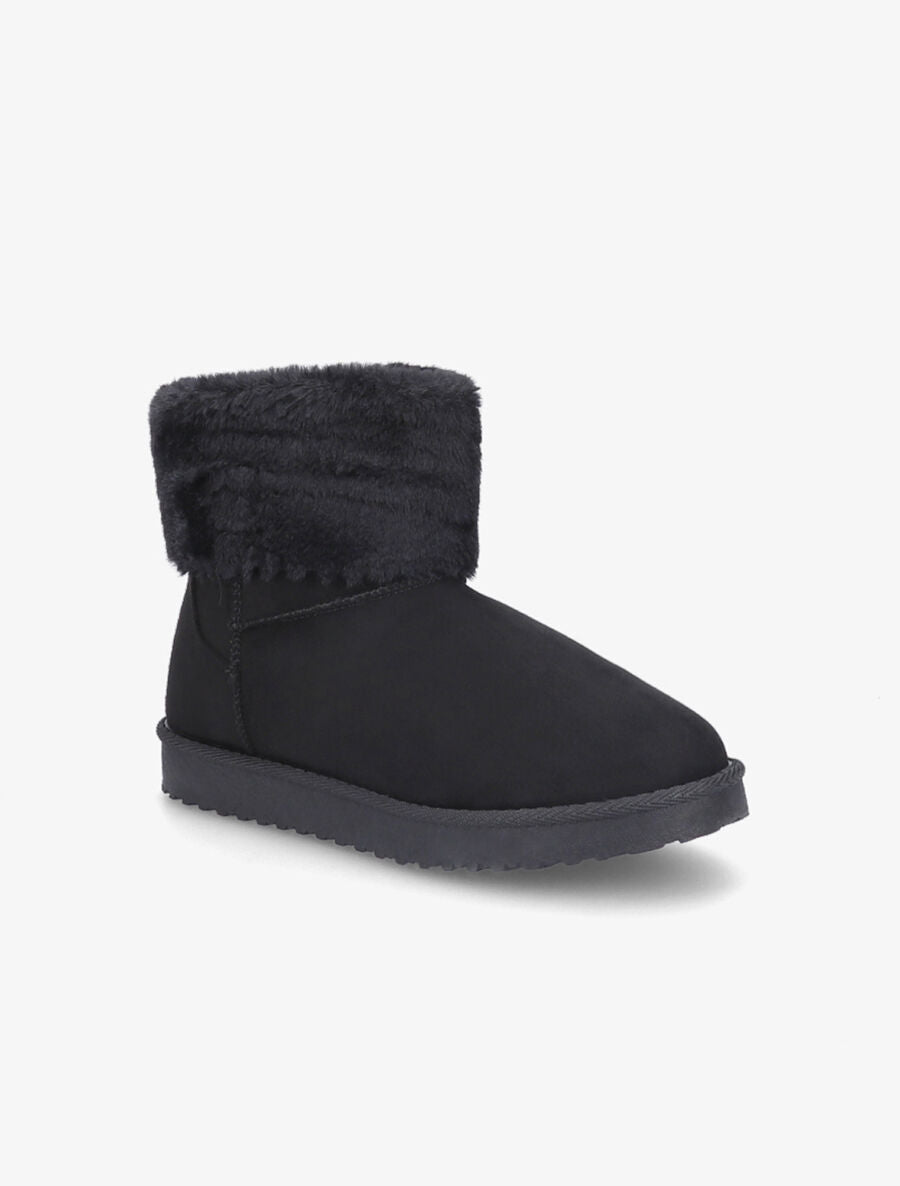 Bottines en suédine et fourrure - Noir - 2