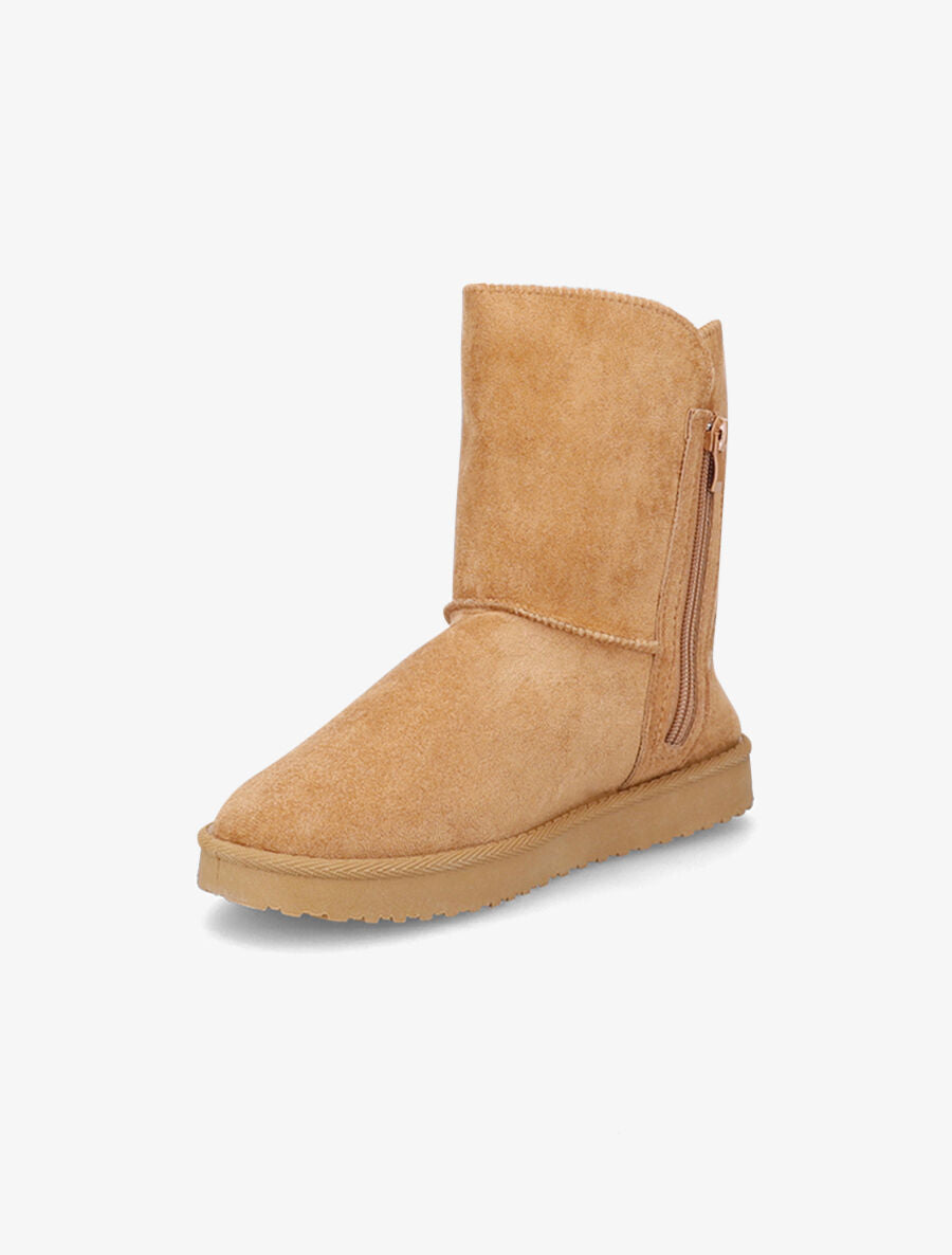 Boots classiques fourrées en suédine - Camel - 3