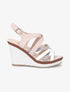 Sandales compensées en suédine et simili - Rose - 1