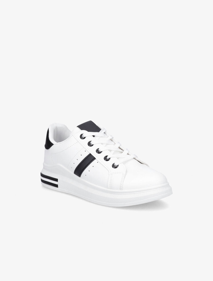 Baskets classiques en simili - Noir/blanc - 2