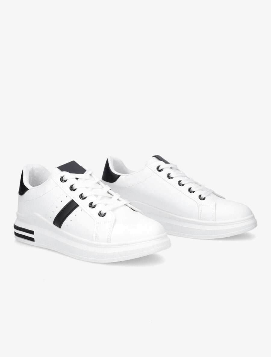 Baskets classiques en simili - Noir/blanc - 4