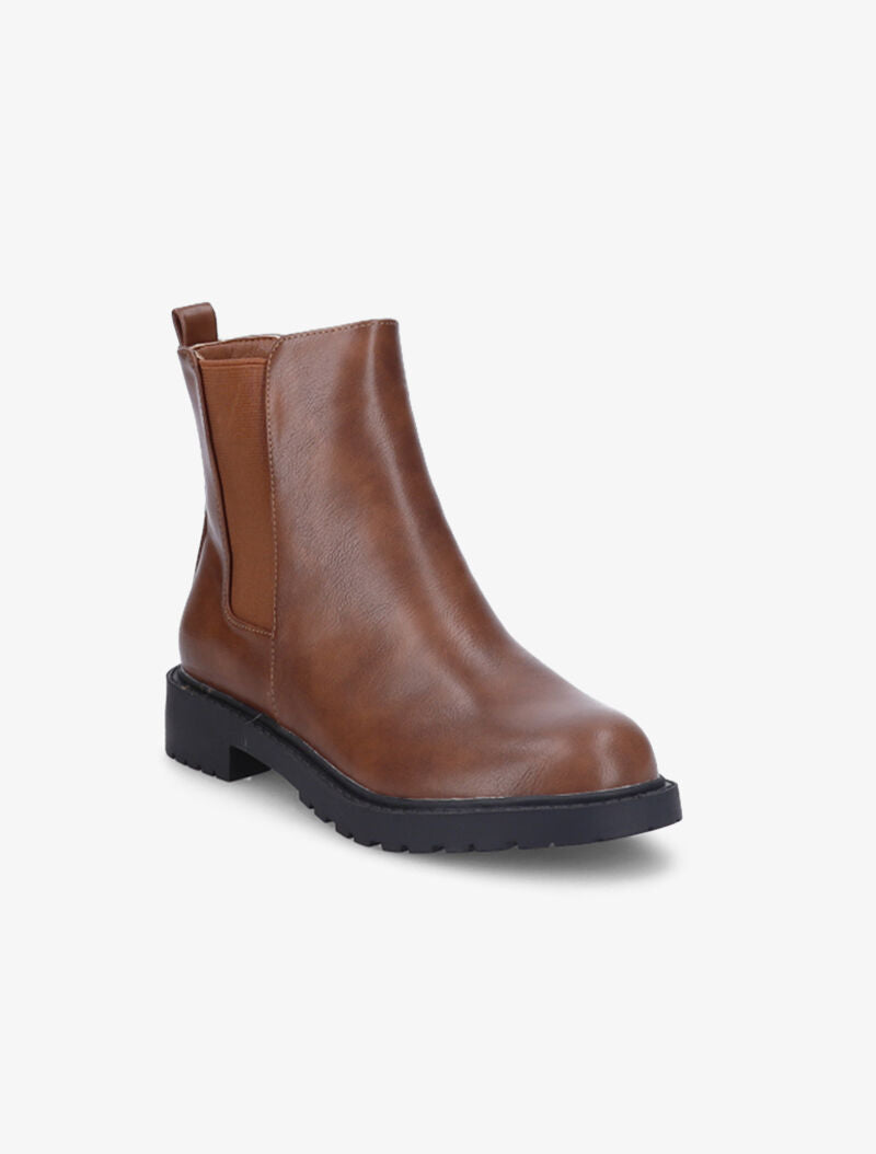 Boots unies à semelles crantées - Camel - 3