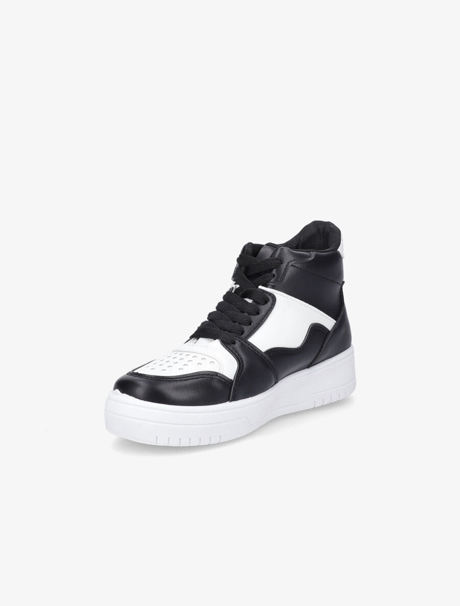 Sneakers montantes en simili - Noir/blanc - 3